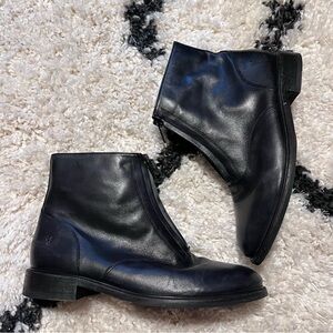 Frye Kelly Black Leather Ankle Boots